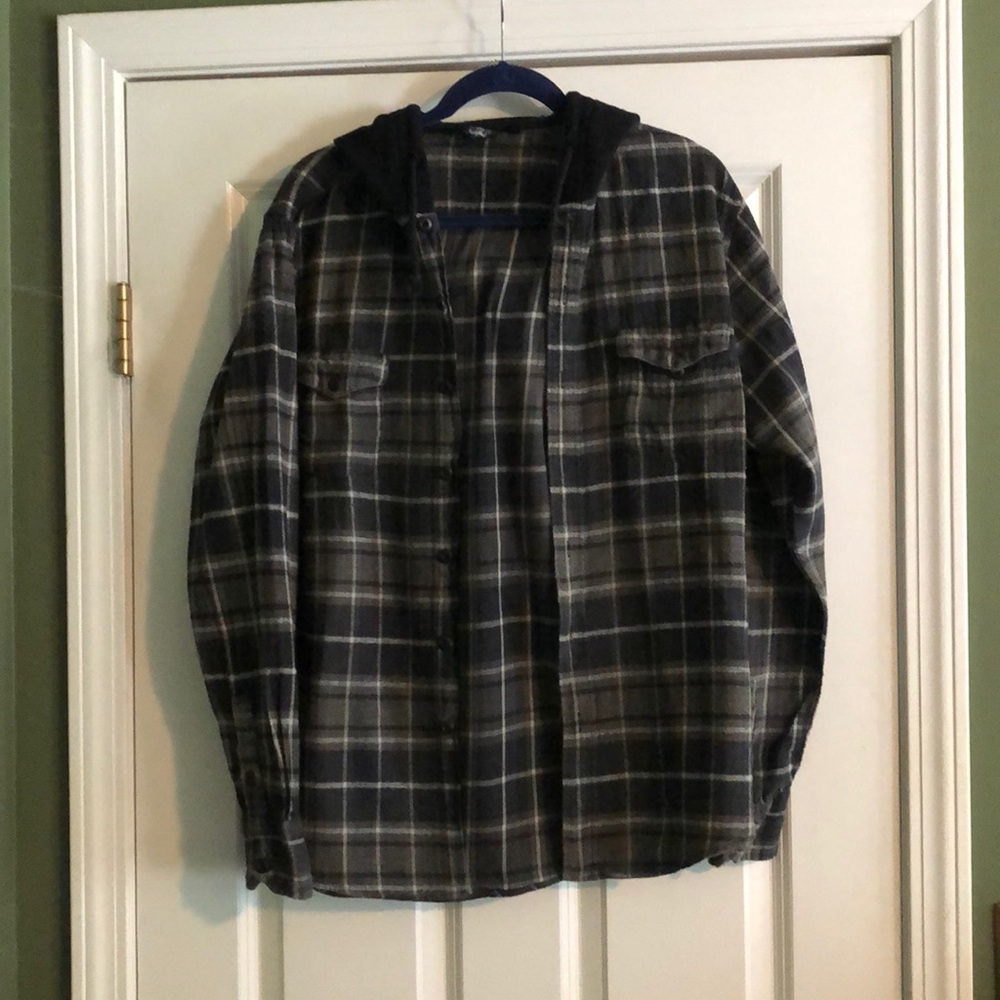 Grey Flannel with Attached Hood